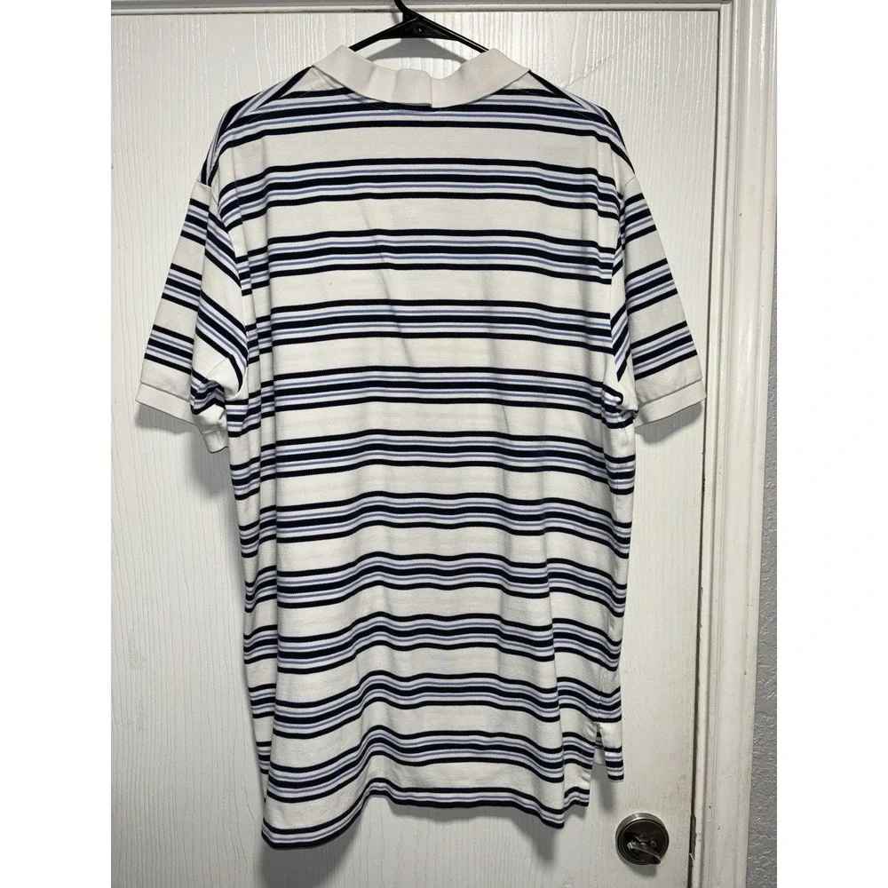 Polo Ralph Lauren Vintage Short Sleeve Polo Shirt Men's XXL White Blue Stripe 90